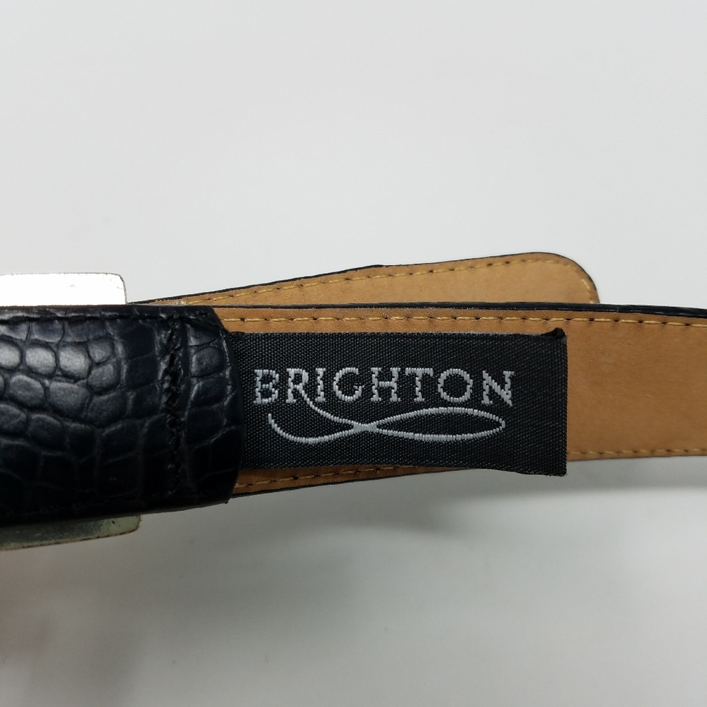 Brighton Black Alligator, Crocodile Embossed Leather Belt, ML, 32 - Picture 3 of 10